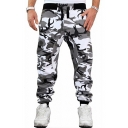 Dashing Camouflage Printed Pocket Designed Mid Rise Regular Drawstring Pants for Men