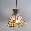 Tiffany Vintage Glass Pendant Lamp with Rose Pattern for Restaurant Bar