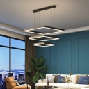 LED Chandelier Lighting Fixtures Black Square for Living Room