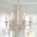 6 Lights Traditional Style Candle Shape Metal Chandelier Pendant Light