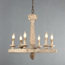 6 Lights Traditional Style Candle Shape Metal Hanging Chandelier