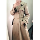 Girls Whole Colored Lapel Collar Baggy Long Sleeves Button Closure Trench Coat