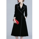 Modern Ladies Whole Colored Lapel Collar Regular Long Sleeve Single Button Trench Coat