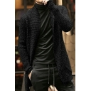 Guys Chic Solid Color Long Sleeve Waterfall Regular Fitted Open Front Coat
