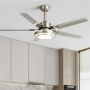 LED Simple Stainless Steel Ceiling Mounted Fan Light with Intelligent Remote Control for Living Room