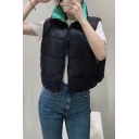 Original Whole Colored Pocket Fitted Stand Collar Zipper Vest for Ladies