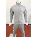 Autumn Casual Sports Suit Men Long Sleeve Stand Collar Zipper Jacket & Slim Pants