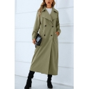 Girl's Urban Solid Lapel Collar Long Sleeves Regular Double Breasted Trench Coat