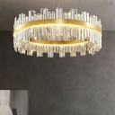LED Modern Light Luxury Crystal Chandelier with Stepless Dimming for Living Room and Bedroom