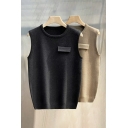 Mens Fashion Pure Color Crew Neck Sleeveless Regular Fitted Knitted Vest