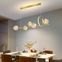 Contemporary Island Chandelier Lights LED Globe Glass for Dinning Room