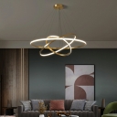 Contemporary LED Chandelier Lighting Fixtures Linear Metal for Living Room