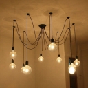 6 Lights Industrial Style Exposed Bulb Shape Metal Pendant Lighting Fixture