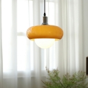 Nordic Style Hanging Pendnant Lamp Simplicity Drum Glass for Dinning Room