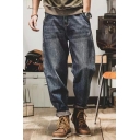 Boyish Whole Colored Pocket Mid Rise Full Length Zip Placket Jeans for Guys