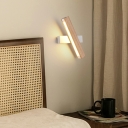 Nordic Rotatable Wooden LED Wall Mount Fixture for Bedroom and Entrance