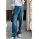 Girls Edgy Jeans Plain Pocket Detail Mid Rise Loose Long Length Zip Placket Jeans