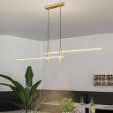 Linear Metal Island Chandelier Lights Minimalism for Dinning Room