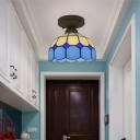 Tiffany Art Glass Small Ceiling Light Fixture for Balcony and Aisle