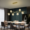 Contemporary Island Chandelier Lights Globe Glass for Dinning Room