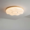 1 Light Simplistic Style Round Shape Wood Flush Mount Light Fixture
