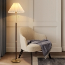 Nordic Wooden Floor Lamp with Pleated Fabric Lampshade for Living Room and Bedroom