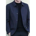 Guy's Trendy Whole Colored Pocket Detailed Long-Sleeved Turn-down Collar Zipper Jacket