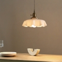 Industrial Down Lighting Pendant Vintage Glass Ruffles for Living Room