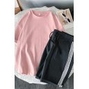 Men's Summer Casual Sports Suit Short-sleeved Round T-shirt & Striped Shorts