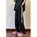 21382942Edgy Men Striped Pattern Pocket Long Length Loose Fit Drawcord Waist Mid Rise Pants