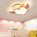 Creative Acrylic Angel Wings LED Flushmount Ceiling Light in Pink for Children's Room
