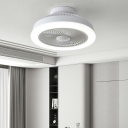 LED Minimalist Round Ceiling Mounted Fan Light in White for Living Room and Bedroom