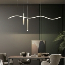LED Minimalist Wavy Line Island Lights with Spotlights for Restaurants and Bars