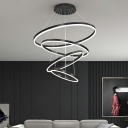 LED Creative Multi-layer Circle Chandelier in Black for Bedroom and Dining Room