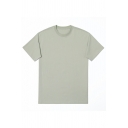 Boys Unique Plain Round Collar Short Sleeves Loose Fitted Tee Top