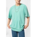 Original Solid Short-sleeved Round Collar Relaxed Suitable T-Shirt for Guys