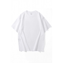 Causal Pure Color Crew Neck Short Sleeves Loose Fitted Tee Top