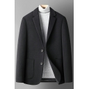 Chic Solid Color Pocket Lapel Collar Long Sleeve Loose Fitted Button Fly Blazer for Men