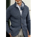 Mens Cool Solid Color Pocket Stand Neck Long Sleeves Skinny Button-up Cardigan