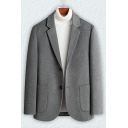 Novelty Guy's Pure Color Baggy Pocket Front Lapel Collar Long Sleeve Button Up Blazer