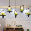 Industrial Style Green Plant Decorative Pendant Lights in Black for Restaurants and Bars
