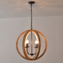 Traditional Chandelier Lighting Fixtures Vintage Globe Wood for Lving Room