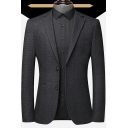 Freestyle Pure Color Long Sleeve Lapel Collar Skinny Button Closure Blazer for Men