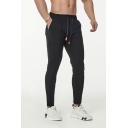 Men Street Style Pure Color Pocket Slim Fit Long Length Drawstring Waist Pants