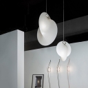 Minimalist Geometric Silk Pendant Lamp in White for Dining Room and Bedroom
