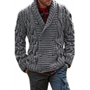 Fancy Boy's Solid Color Shawl Collar Long Sleeve Regular Fit Double Breast Cardigan