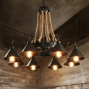 8 Lights Antique Style Geometric Shape Metal Chandelier Hanging Light Fixture