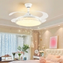 Modern Style Metal LED Ceiling Fan Light in White for Living Room