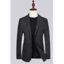 Trendy Men Pure Color Long Sleeve Lapel Collar Slim Fitted Double Buttons Blazer