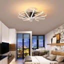 Nordic Creative Aluminum Line Ceiling Mounted Fan Light for Bedroom and Living Room